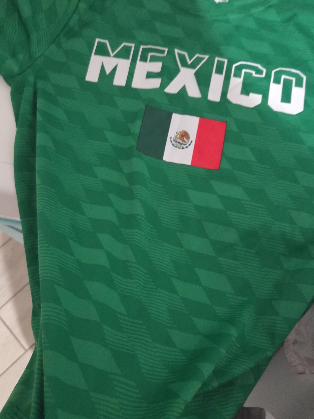 Mexico Green Short Sleeve Tee with Flag Print